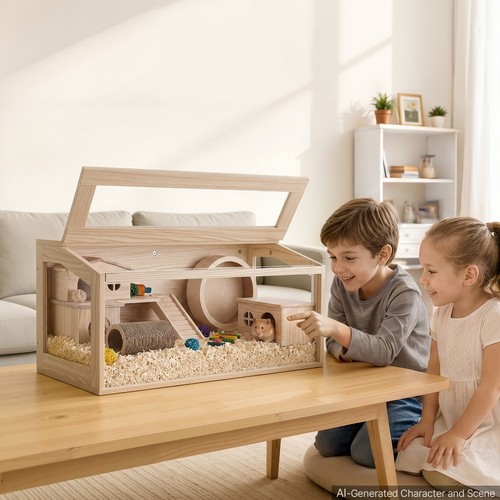 Uimoso wooden hamster - wooden, cage