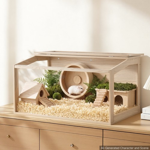 Wooden hamster cage - wooden, habitat