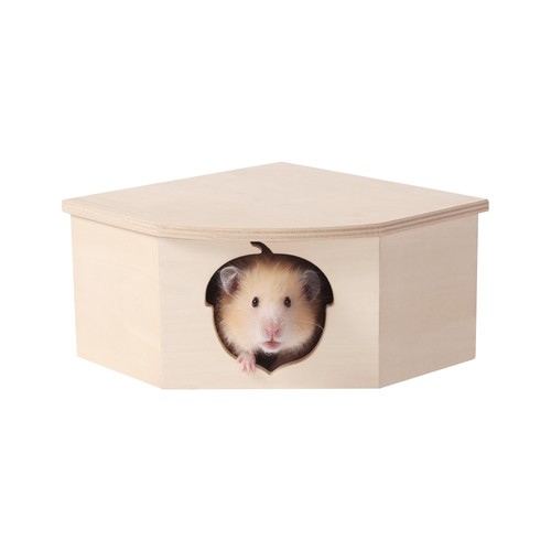 Natural wooden hamster hideout - wooden,